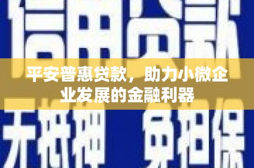 丰润平安普惠贷款，助力小微企业发展的金融利器